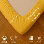 EXKLUSIV HEIMTEXTIL Jersey Spannbettlaken Premium 160 x 200 cm Gelb 100% Baumwolle Öko - Tex Zertifiziert Bed-Sheet Bettlaken Spannbetttuch Topper Leinentuch