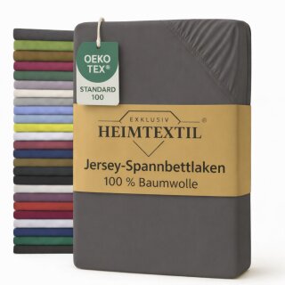 EXKLUSIV HEIMTEXTIL Jersey Spannbettlaken Premium 90 x 200 cm Grau 100% Baumwolle Öko - Tex Zertifiziert Bed-Sheet Bettlaken Spannbetttuch Topper Leinentuch