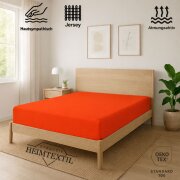 EXKLUSIV HEIMTEXTIL Jersey Spannbettlaken Premium 90 x 200 cm Rot 100% Baumwolle Öko - Tex Zertifiziert Bed-Sheet Bettlaken Spannbetttuch Topper Leinentuch