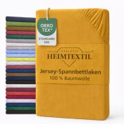EXKLUSIV HEIMTEXTIL Jersey Spannbettlaken Premium 90 x 200 cm Curry 100% Baumwolle Öko - Tex Zertifiziert Bed-Sheet Bettlaken Spannbetttuch Topper Leinentuch