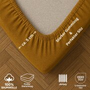 EXKLUSIV HEIMTEXTIL Jersey Spannbettlaken Premium 90 x 200 cm Curry 100% Baumwolle Öko - Tex Zertifiziert Bed-Sheet Bettlaken Spannbetttuch Topper Leinentuch
