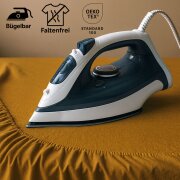 EXKLUSIV HEIMTEXTIL Jersey Spannbettlaken Premium 90 x 200 cm Curry 100% Baumwolle Öko - Tex Zertifiziert Bed-Sheet Bettlaken Spannbetttuch Topper Leinentuch