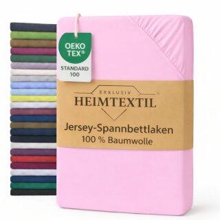 EXKLUSIV HEIMTEXTIL Jersey Spannbettlaken Premium 140 x 200 cm Rosa 100% Baumwolle Öko - Tex Zertifiziert Bed-Sheet Bettlaken Spannbetttuch Topper Leinentuch