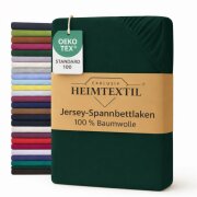 EXKLUSIV HEIMTEXTIL Jersey Spannbettlaken Premium 180 x 200 cm Dunkelgrün 100% Baumwolle Öko - Tex Zertifiziert Bed-Sheet Bettlaken Spannbetttuch Topper Leinentuch