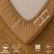EXKLUSIV HEIMTEXTIL Jersey Spannbettlaken Premium 180 x 200 cm Sand 100% Baumwolle Öko - Tex Zertifiziert Bed-Sheet Bettlaken Spannbetttuch Topper Leinentuch