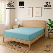 EXKLUSIV HEIMTEXTIL Jersey Spannbettlaken 90 x 200 cm Hellblau 100% Baumwolle Öko - Tex Zertifiziert Bed-Sheet Bettlaken Spannbetttuch