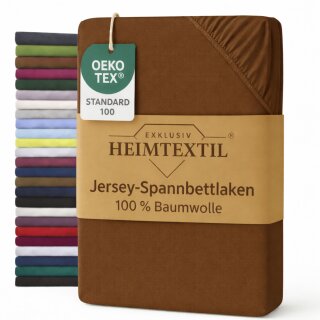 EXKLUSIV HEIMTEXTIL Jersey Spannbettlaken 90 x 200 cm Schokobraun 100% Baumwolle Öko - Tex Zertifiziert Bed-Sheet Bettlaken Spannbetttuch