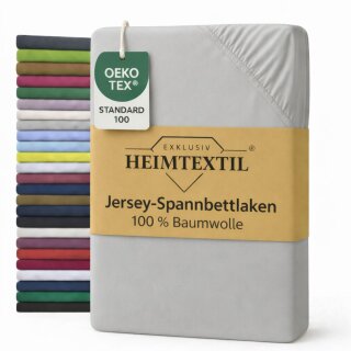 EXKLUSIV HEIMTEXTIL Jersey Spannbettlaken 90 x 200 cm Silber 100% Baumwolle Öko - Tex Zertifiziert Bed-Sheet Bettlaken Spannbetttuch