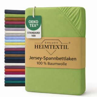 EXKLUSIV HEIMTEXTIL Jersey Spannbettlaken 90 x 200 cm Apfelgrün 100% Baumwolle Öko - Tex Zertifiziert Bed-Sheet Bettlaken Spannbetttuch