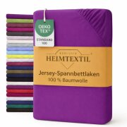 EXKLUSIV HEIMTEXTIL Jersey Spannbettlaken 90 x 200 cm Lila 100% Baumwolle Öko - Tex Zertifiziert Bed-Sheet Bettlaken Spannbetttuch