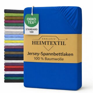 EXKLUSIV HEIMTEXTIL Jersey Spannbettlaken 140 x 200 cm Royalblau 100% Baumwolle Öko - Tex Zertifiziert Bed-Sheet Bettlaken Spannbetttuch