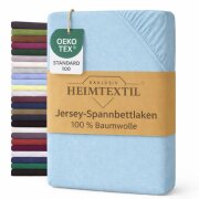 EXKLUSIV HEIMTEXTIL Jersey Spannbettlaken 140 x 200 cm Hellblau 100% Baumwolle Öko - Tex Zertifiziert Bed-Sheet Bettlaken Spannbetttuch