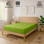 EXKLUSIV HEIMTEXTIL Jersey Spannbettlaken 140 x 200 cm Apfelgrün 100% Baumwolle Öko - Tex Zertifiziert Bed-Sheet Bettlaken Spannbetttuch