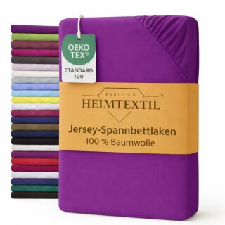 EXKLUSIV HEIMTEXTIL Jersey Spannbettlaken 140 x 200 cm Lila 100% Baumwolle Öko - Tex Zertifiziert Bed-Sheet Bettlaken Spannbetttuch