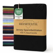 EXKLUSIV HEIMTEXTIL Jersey Spannbettlaken 180 x 200 cm Schwarz 100% Baumwolle Öko - Tex Zertifiziert Bed-Sheet Bettlaken Spannbetttuch