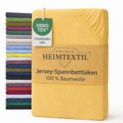 EXKLUSIV HEIMTEXTIL Jersey Spannbettlaken 180 x 200 cm Gelb 100% Baumwolle Öko - Tex Zertifiziert Bed-Sheet Bettlaken Spannbetttuch