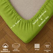 EXKLUSIV HEIMTEXTIL Jersey Spannbettlaken 180 x 200 cm Apfelgrün 100% Baumwolle Öko - Tex Zertifiziert Bed-Sheet Bettlaken Spannbetttuch