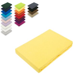EXKLUSIV HEIMTEXTIL Jersey Spannbettlaken 60 x 120 - 70 x 140 cm Gelb 100% Baumwolle Öko - Tex Zertifiziert Bed-Sheet Bettlaken Spannbetttuch