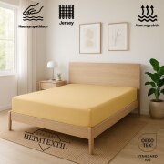 EXKLUSIV HEIMTEXTIL Jersey Spannbettlaken 90 x 200 cm Gelb 100% Baumwolle Öko - Tex Zertifiziert Bed-Sheet Bettlaken Spannbetttuch