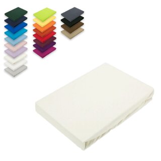 EXKLUSIV HEIMTEXTIL Jersey Spannbettlaken 90 - 100 x 200 cm Naturweiss 100% Baumwolle Öko - Tex Zertifiziert Bed-Sheet Bettlaken Spannbetttuch