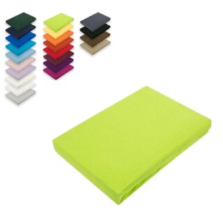 EXKLUSIV HEIMTEXTIL Jersey Spannbettlaken 90 - 100 x 200 cm Apfelgrün 100% Baumwolle Öko - Tex Zertifiziert Bed-Sheet Bettlaken Spannbetttuch