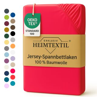 EXKLUSIV HEIMTEXTIL Jersey Spannbettlaken 90 x 200 cm Pink 100% Baumwolle Öko - Tex Zertifiziert Bed-Sheet Bettlaken Spannbetttuch