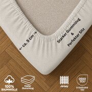 EXKLUSIV HEIMTEXTIL Marke Jersey Spannbettlaken 120 x 200 cm Weiss 100% Baumwolle Öko - Tex Zertifiziert Bed-Sheet Bettlaken Spannbetttuch Topper Leinentuch