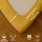 EXKLUSIV HEIMTEXTIL Marke Jersey Spannbettlaken 140 x 200 cm Gelb 100% Baumwolle Öko - Tex Zertifiziert Bed-Sheet Bettlaken Spannbetttuch Topper Leinentuch