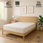 EXKLUSIV HEIMTEXTIL Marke Jersey Spannbettlaken 140 x 200 cm Weiss 100% Baumwolle Öko - Tex Zertifiziert Bed-Sheet Bettlaken Spannbetttuch Topper Leinentuch