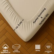 EXKLUSIV HEIMTEXTIL Marke Jersey Spannbettlaken 200 x 220 cm Naturweiss 100% Baumwolle Öko - Tex Zertifiziert Bed-Sheet Bettlaken Spannbetttuch Topper Leinentuch
