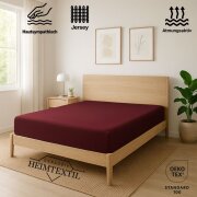EXKLUSIV HEIMTEXTIL Marke Jersey Spannbettlaken 60 x 120 cm Bordeauxrot 100% Baumwolle Öko - Tex Zertifiziert Bed-Sheet Bettlaken Spannbetttuch Topper Leinentuch
