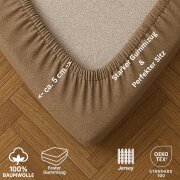 EXKLUSIV HEIMTEXTIL Marke Jersey Spannbettlaken 90 x 200 cm Sand 100% Baumwolle Öko - Tex Zertifiziert Bed-Sheet Bettlaken Spannbetttuch Topper Leinentuch