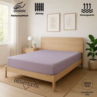 EXKLUSIV HEIMTEXTIL Jersey Spannbettlaken 120 x 200 cm Flieder 100% Baumwolle Öko - Tex Zertifiziert Bed-Sheet Bettlaken Spannbetttuch