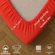 EXKLUSIV HEIMTEXTIL Jersey Spannbettlaken 140 x 200 cm Rot 100% Baumwolle Öko - Tex Zertifiziert Bed-Sheet Bettlaken Spannbetttuch