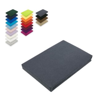 EXKLUSIV HEIMTEXTIL Jersey Spannbettlaken 140 - 160 x 200 cm Anthrazit 100% Baumwolle Öko - Tex Zertifiziert Bed-Sheet Bettlaken Spannbetttuch