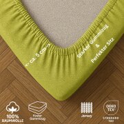 EXKLUSIV HEIMTEXTIL Jersey Spannbettlaken 140 x 200 cm Apfelgrün 100% Baumwolle Öko - Tex Zertifiziert Bed-Sheet Bettlaken Spannbetttuch