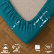 EXKLUSIV HEIMTEXTIL Jersey Spannbettlaken 140 x 200 cm Türkis 100% Baumwolle Öko - Tex Zertifiziert Bed-Sheet Bettlaken Spannbetttuch