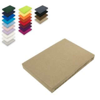 EXKLUSIV HEIMTEXTIL Jersey Spannbettlaken 180 - 200 x 200 cm Sand 100% Baumwolle Öko - Tex Zertifiziert Bed-Sheet Bettlaken Spannbetttuch