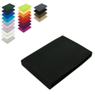 EXKLUSIV HEIMTEXTIL Jersey Spannbettlaken 200 x 220 cm Schwarz 100% Baumwolle Öko - Tex Zertifiziert Bed-Sheet Bettlaken Spannbetttuch