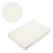 EXKLUSIV HEIMTEXTIL Jersey Spannbettlaken 200 x 220 cm Naturweiss 100% Baumwolle Öko - Tex Zertifiziert Bed-Sheet Bettlaken Spannbetttuch