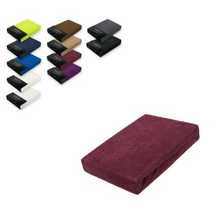 EXKLUSIV HEIMTEXTIL Frottee Spannbettlaken 90 - 100 x 200 cm Bordeaux 80% Baumwolle 20% Polyester  Öko - Tex Zertifiziert Bed-Sheet Bettlaken Spannbetttuch Topper Leinentuch