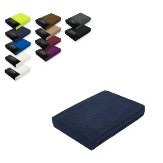 EXKLUSIV HEIMTEXTIL Frottee Spannbettlaken 90 - 100 x 200 cm Navyblau 80% Baumwolle 20% Polyester  Öko - Tex Zertifiziert Bed-Sheet Bettlaken Spannbetttuch Topper Leinentuch