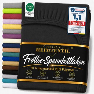 EXKLUSIV HEIMTEXTIL Frottee Spannbettlaken 140 - 160 x 200 cm Schwarz