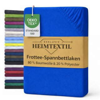 EXKLUSIV HEIMTEXTIL Frottee Spannbettlaken 180 - 200 x 200 cm Royalblau 80% Baumwolle 20% Polyester  Öko - Tex Zertifiziert Bed-Sheet Bettlaken Spannbetttuch Topper Leinentuch