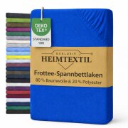 EXKLUSIV HEIMTEXTIL Frottee Spannbettlaken 180 - 200 x 200 cm Royalblau 80% Baumwolle 20% Polyester  Öko - Tex Zertifiziert Bed-Sheet Bettlaken Spannbetttuch Topper Leinentuch