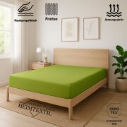 EXKLUSIV HEIMTEXTIL Frottee Spannbettlaken 180 - 200 x 200 cm Apfelgrün 80% Baumwolle 20% Polyester  Öko - Tex Zertifiziert Bed-Sheet Bettlaken Spannbetttuch Topper Leinentuch