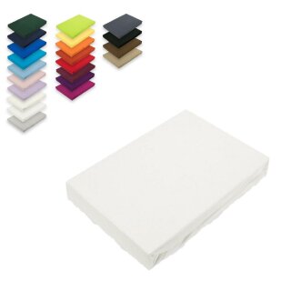 EXKLUSIV HEIMTEXTIL Jersey Spannbettlaken 180 - 200 x 200 cm Weiss 100% Baumwolle Öko - Tex Zertifiziert Bed-Sheet Bettlaken Spannbetttuch