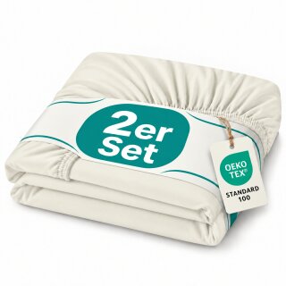 Topper Jersey Spannbettlaken Doppelpack 90 x 190 - 100 x 200 cm Naturweiss