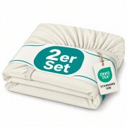 Topper Jersey Spannbettlaken Doppelpack 90 x 190 - 100 x 200 cm Naturweiss