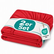 Topper Jersey Spannbettlaken Doppelpack 90 x 190 - 100 x 200 cm Rot